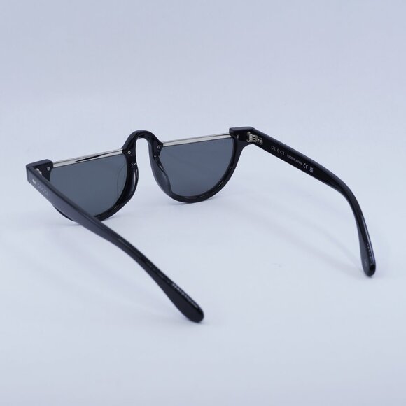Gucci GG1368S 001 Sunglasses Black Oval Frame, Grey Mirror Lenses - Picture 6 of 12